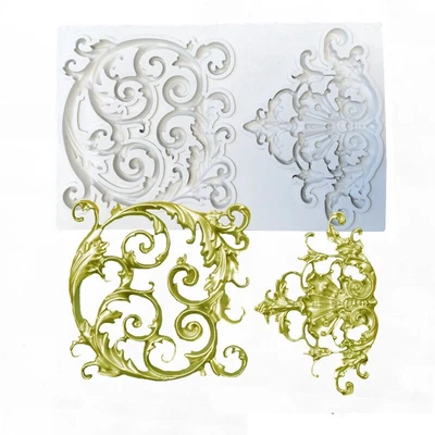 £4.99 • Buy Baroque Relief Silicone Fondant Mould Lace Vine Frame Cake Embossed Decor Mold