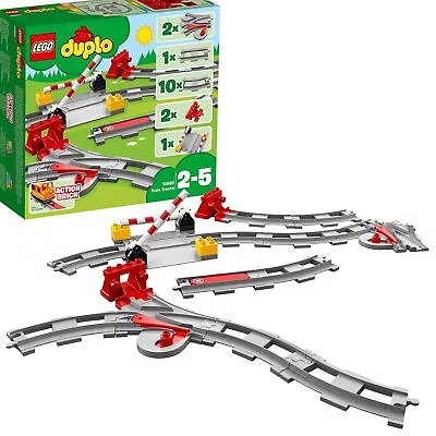 LEGO DUPLO Eisenbahn Schienen Zugschienen-Bauset Mit Rotem Signalstein Kinders • $74.58