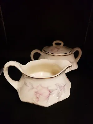 Vintage Homer Laughlin Cream And Sugar W/Rose Pattern • $15.95