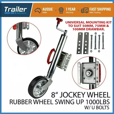 8  Trailer Jockey Wheel Universal U-bolt Style Zinc Solid Rubber Boat Caravan • $82.32