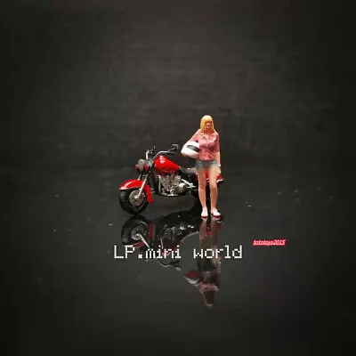 1/87 Motorcycle Girl Scene Prop Miniture Doll Figure Fit Car Vehicles Model Toy • $45.56