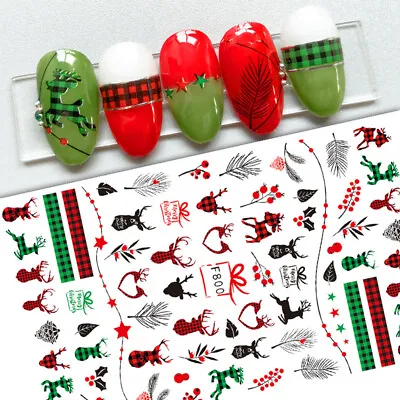 Christmas Spring Nail Stickers Red Green UV Gel 3D Nail Art Decoration • $0.99