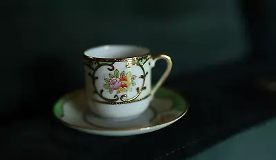 Vtg Miniature China Teacup And Saucer Made In Occupied Japan Unique Hand Paint • $20.07