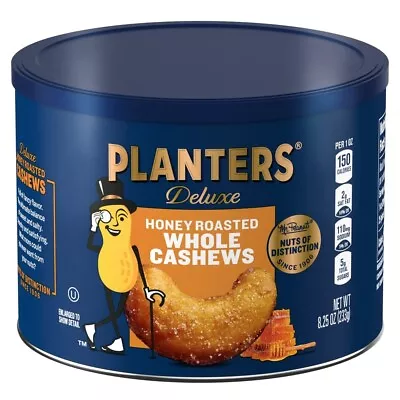 PLANTERS Deluxe Honey Roasted Whole Cashews Sweet And Salty Snacks 8.25oz (1 C • $8.99