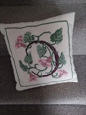 Needle Point Floral Botanical Pattern Cushion Velvet Back 11  X 12  Approx • £5.99