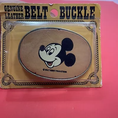 Rare Vintage Walt Disney Mickey Mouse  Genuine Leather Belt Buckle • $125