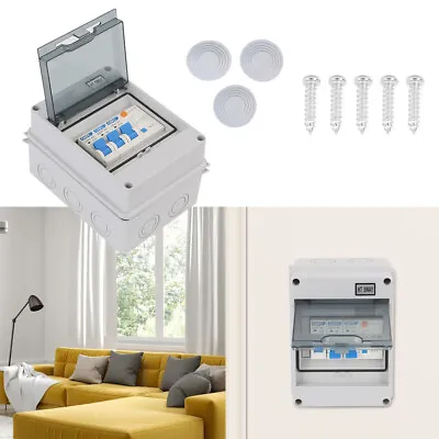 2 Way Garage IP65 Weatherproof Consumer Unit Enclosure C16 30mA RCD MCB Fuse Box • £16.19