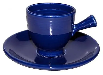 Fiesta Cobalt Demitasse / Demi Stick Handled Vintage Cup And Saucer • $79.99