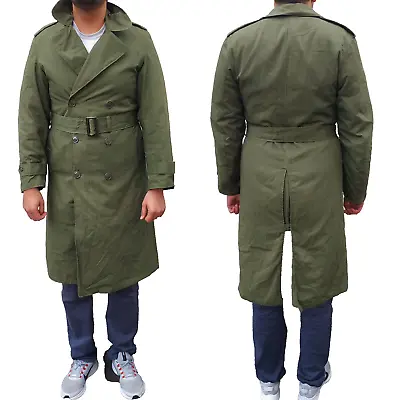 Mens Vintage US Army OG-107 Cotton Sateen Long Overcoat Rain Coat Jacket S Reg • $242.44