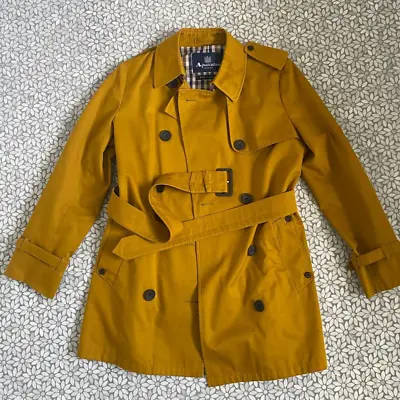 Women's Vintage Aquascutum London Short Trench Coat Mustard Yellow Color Size 8 • $170