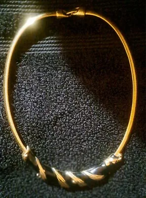 Vintage Crown Trifari Necklace. 24  . Collar Style. Gold Tone With Enamel Accent • $40