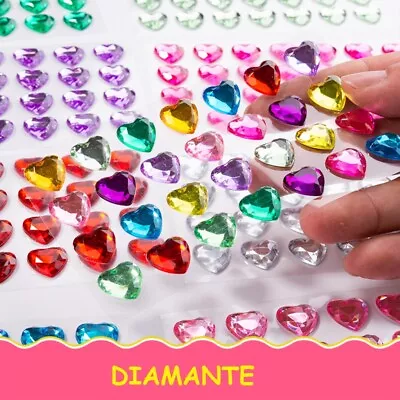 £2.19 • Buy 12mm 36PCS Big HEARTS Self Adhesive Diamante Individual Gem Sticker Card Craft