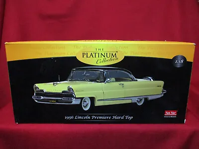 1:18 1956 Lincoln Premiere HardTop Yellow Platinum Collection Sun Star Model Car • $193.07