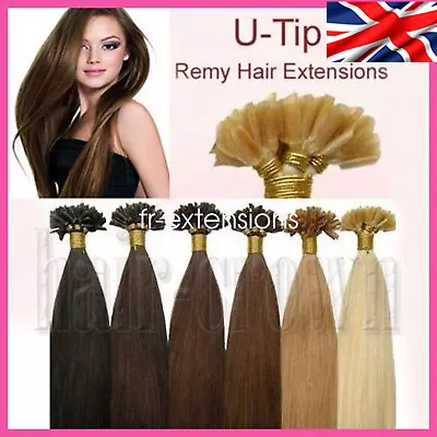 7A Pre Bonded U Nail Tip Keratin Human Brazilian 100% Hair Extensions UK 1G • £20.89