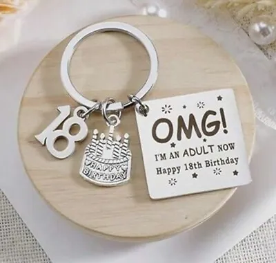 Happy 18th Birthday Keyring Key Chain Birthday Gift Present Im An Adult Novelty • £4.79