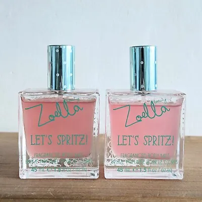 2 X Zoella Let's Spritz 45ml Body Mist Spray Perfume 2015 Discontinued RARE • £34