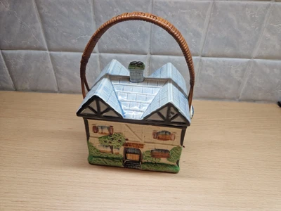 £3 • Buy Ceramic Japanese Cottage With Wicker Handle Teapot