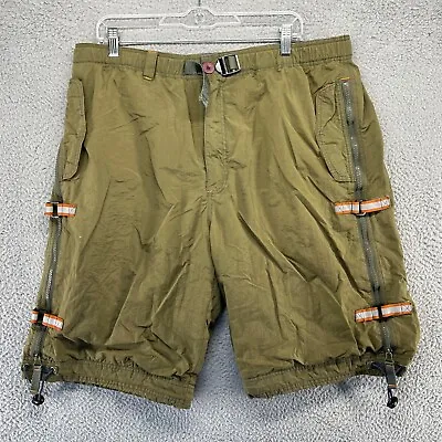 Vintage NESI Shorts Men's Large Green Paratrooper Tactical Parachute Zip Belted • $49.83