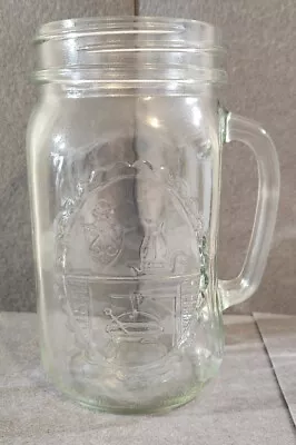 Vintage Mug 32oz. Clear Glass Handle Quart Country Hearth Mason Jar Drinking • $25