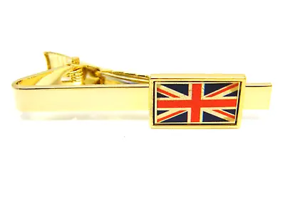 Union Jack Badge Tieclip Tie Pin Clip Flag Gift Goldtone • £3.99