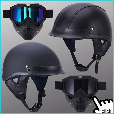 DOT Motorcycle German Half Face/Helmet Black Chopper Cruiser Biker M/L/XL/XXL US • $12.34