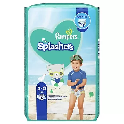 Pampers Splashers Swim Nappies Disposable Swimming Pants 14+ Kg Size 5-6 10 Pack • £8.08