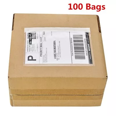 100 7.5  X 5.5  Clear Packing List Invoice Envelopes Seft Enclosed Slip Pouches • $10.99