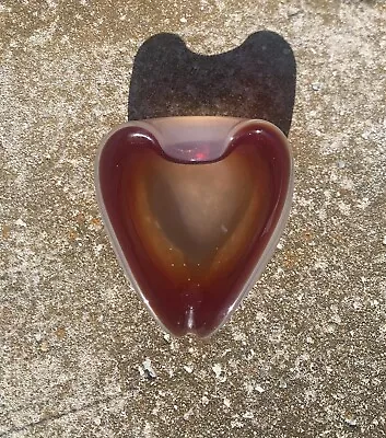 Vintage 1980’s Heavy Murano Heart Shaped Art Glass Bowl/ Ashtray Red • $19.90