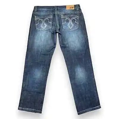 Marc Ecko Cut & Sew Mens 36 Slim-Fit Y2K Hemmed Denim Blue Jeans (38 X 27.5) • $14.97