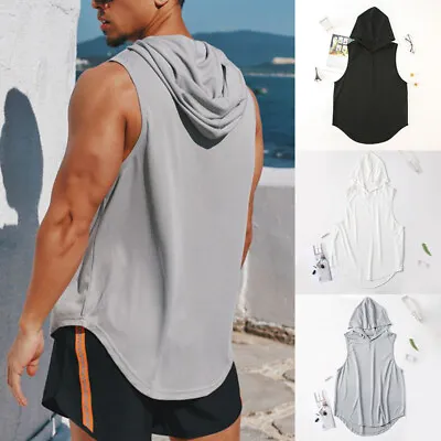 Hooded Hoodie Pockets Mens New Sleeveless Weight Stretch Top Light Fast • $12.82