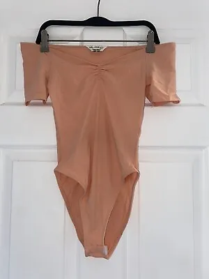 Miss Selfridge Peach Baby Pink Bodysuit Ruched Centre UK Size 6 • £10