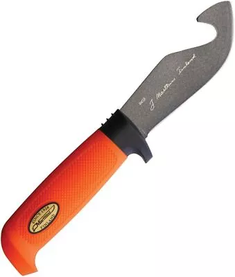 Marttiini Martef Fixed Knife Stainless Guthook Blade Orange Rubber - 378024T • $47.60