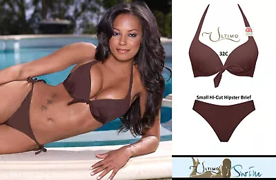 Ultimo Chocolate U/W Triple Liquid Gel Padded Push-up Bikini 32C & 8-10 Brief • £39