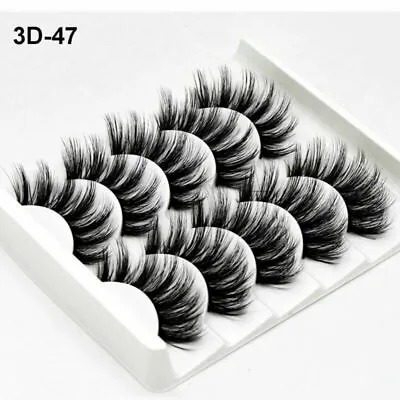 5Pair 3D Mink False Eyelashes Wispy Cross Long Thick Soft Fake Eye Lashes UK • £3.89