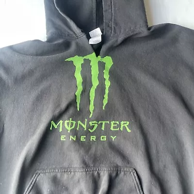 Monster Energy Hoodie Men Sz XL Distressed Black Pullover Sweatshirt • $29.40