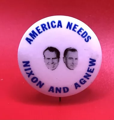 America Needs Nixon And Agnew - Richard Nixon Campaign Button Pin 1968 • $7.50