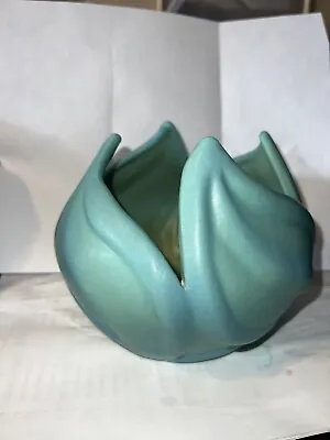 Vintage Signed Van Briggle Ming Blue Turquoise Swirl Tulip Vase • $50