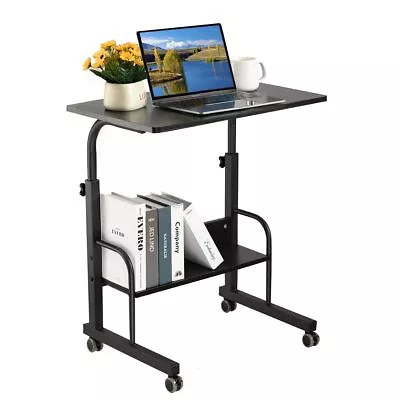 Rolling Laptop Cart Portable Laptop Desk Computer Desk On Wheels Adjustable... • $74.14