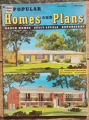 Popular Homes & Plans 1969 House Plan Architecture Mid Century Modern Blueprints • $35