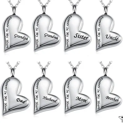 Urn Necklace Cremation Jewellery Heart Pendant For Ashes Memorial Funeral Locket • £6.59