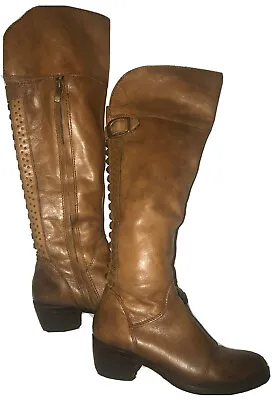 Vince Camuto Women’s Leather Boots 5.5 Over The Knee Studded Bollo Cocoa Brown • $99.99