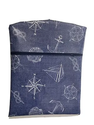 Hand Made Oilcloth Peg / Hanging Storage Bag - Zipped 12½  X 16  Blue Nautical • £5.95