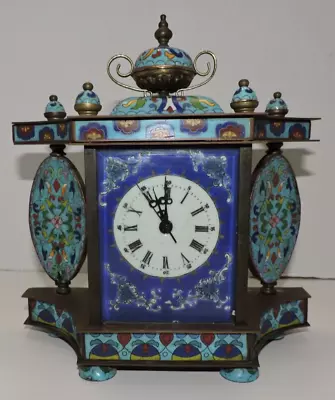 Beautiful Vintage Rare Brass Chinese Cloisonne Mantel Clock. Non-running. • $300