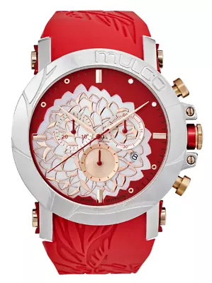 Mulco Le Fleur Hortensia Red Band Swiss Quartz Women's Watch MW3-14067-063 • $250.13