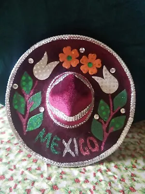 Salazar Sombrerito Mariachi Hat Decor Red Mini Sombrero Mexico Fiesta Souvenir • $15.99