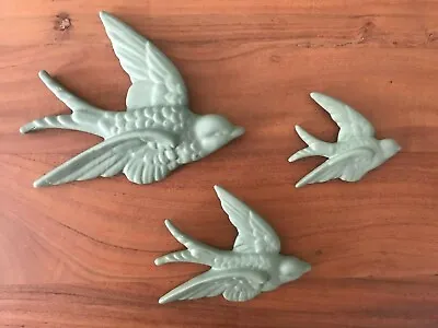 S/3 Green Flying Wall Birds Hanging Retro Vintage Style Ornament Swallow Decor • $49.99