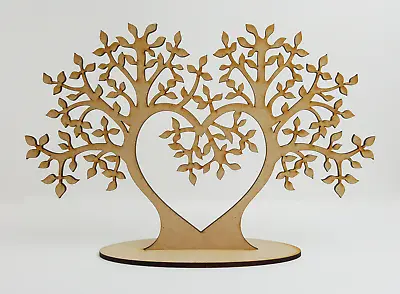 Wooden MDF Heart Tree Of Life With Base Shape Decoration Craft 175mm • £5.10