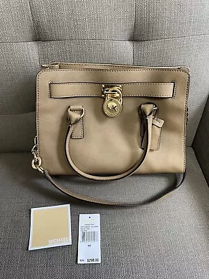 Michael Kors Hamilton Acorn Saffiano Leather Medium Brown Satchel Bag • $75