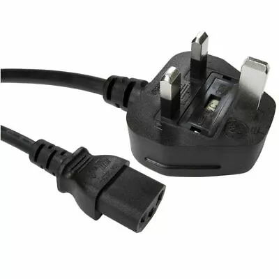  Kettle Lead Power Cable 3 Pin UK 2.5M Plug C13 Cord IEC For PC Monitor  • £4.95