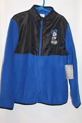 Boy Size 9/10 NWT Fleece Jacket Disney Mickey Mouse Blue Full Zip • $20